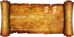 Bergler Zóra névjegykártya